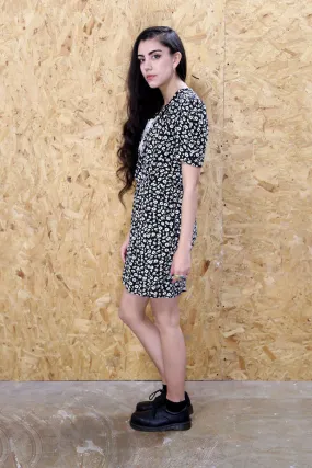80s Floral Dress with Mesh Insert