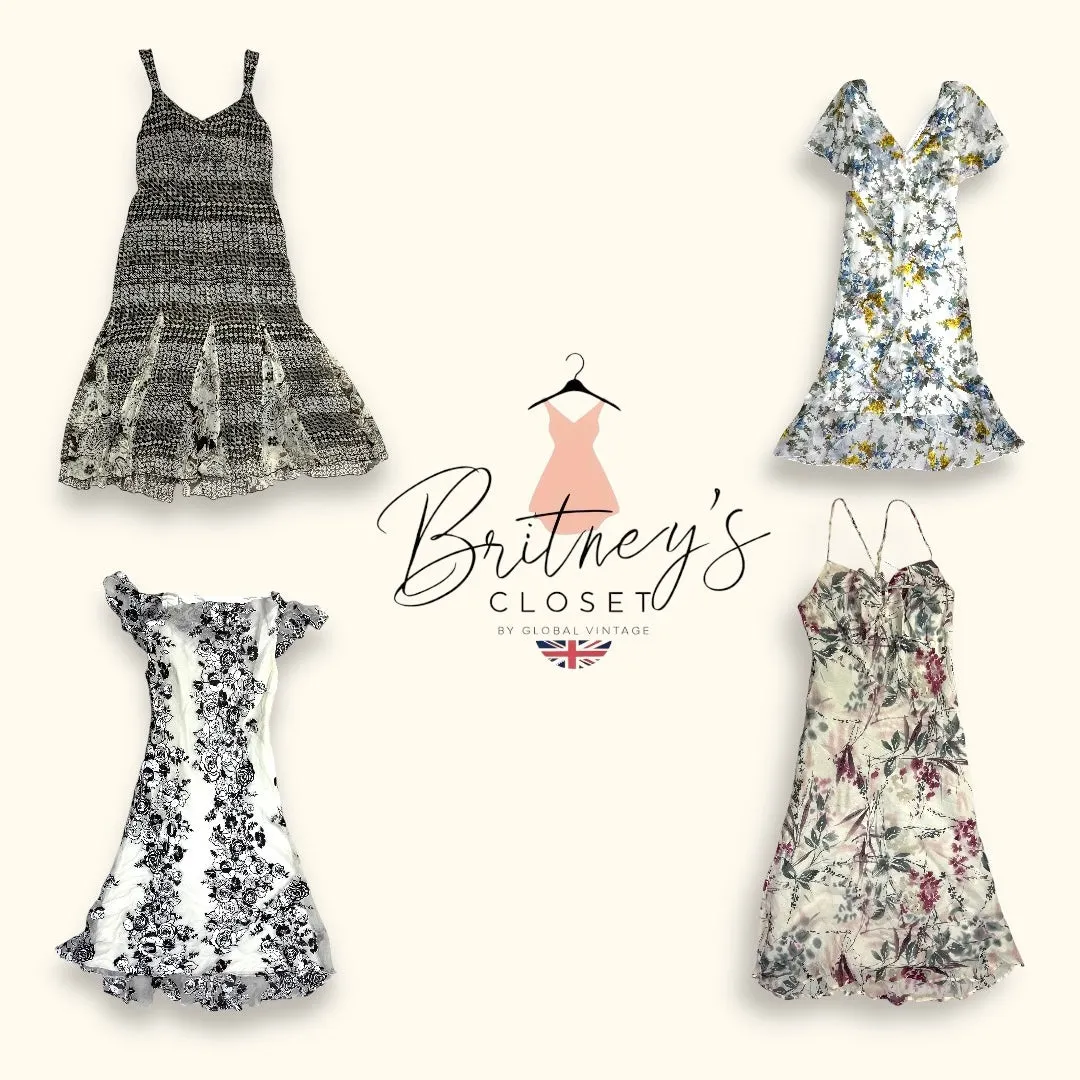90s Monochrome Garden Long Poly Dress - 10 Pieces ( BC-10-32 )