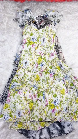 90s Monochrome Garden Long Poly Dress - 10 Pieces ( BC-10-32 )