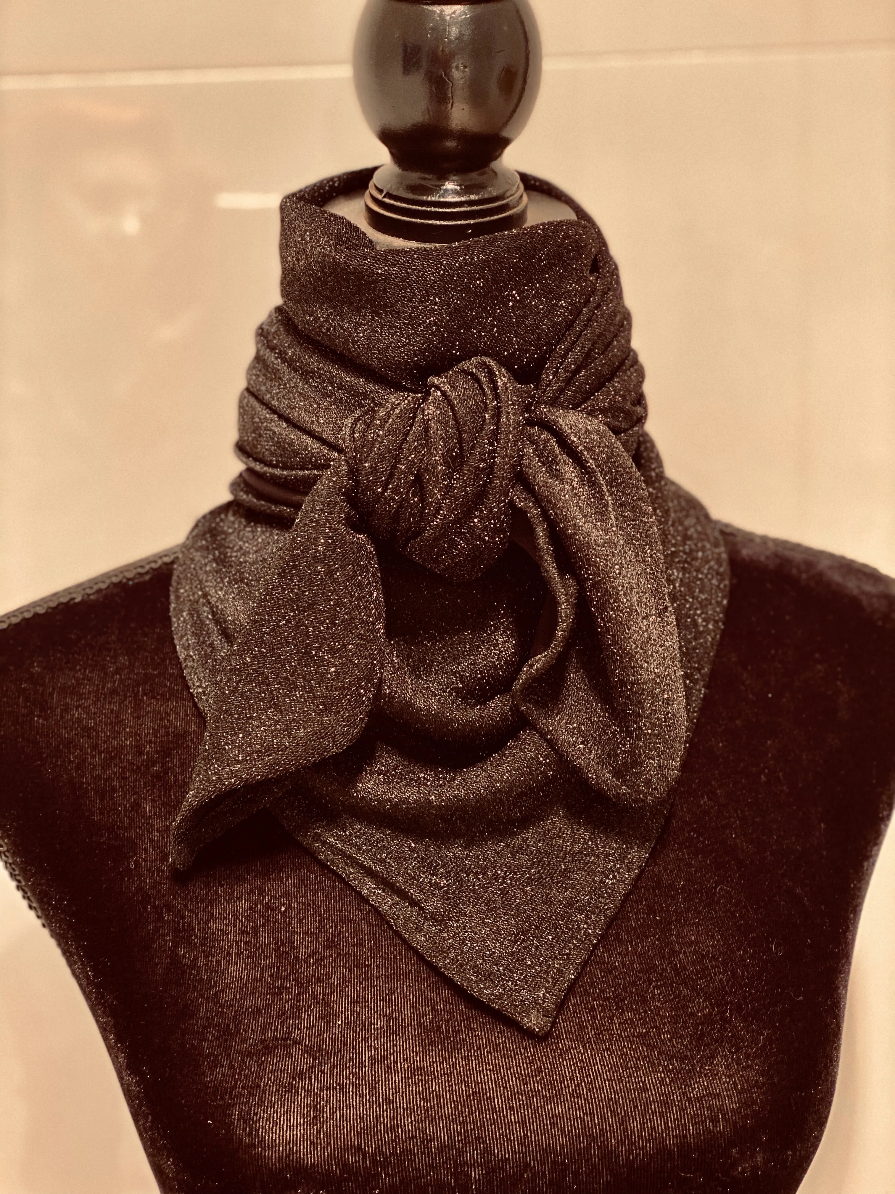 A7318 - Black Sparkle Rawhide Scarf