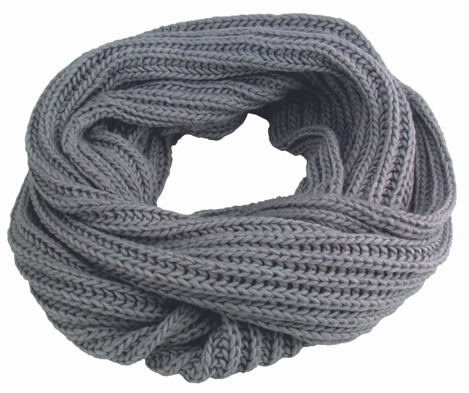 Acrylic Bulky Knit Infinity Scarf | Grey