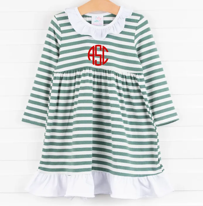 Adeline Dress, Green Stripe