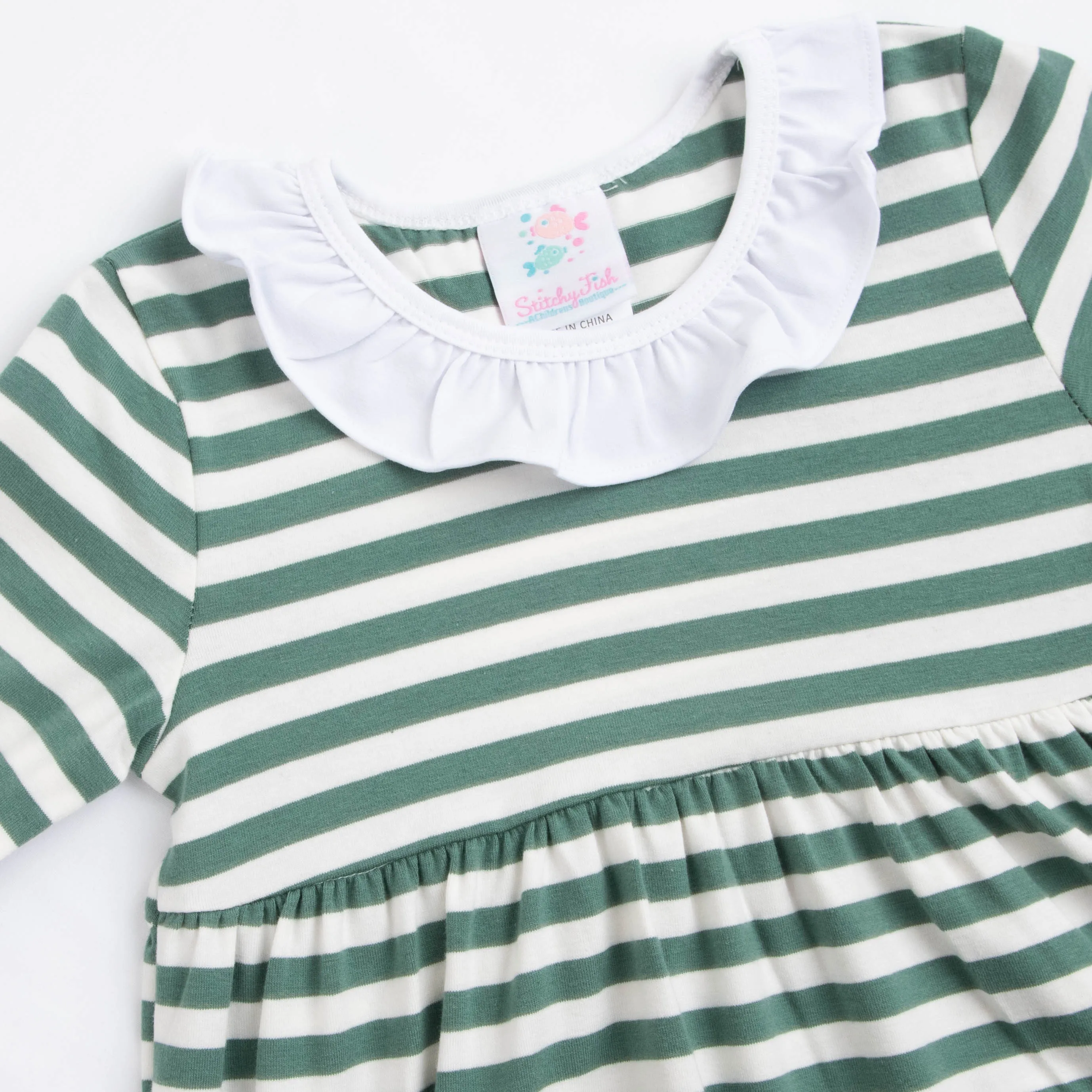 Adeline Dress, Green Stripe
