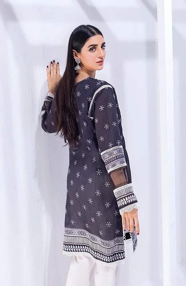 Al Zohaib Black & White Monochrome Kurti '21 – BWPK'21-01