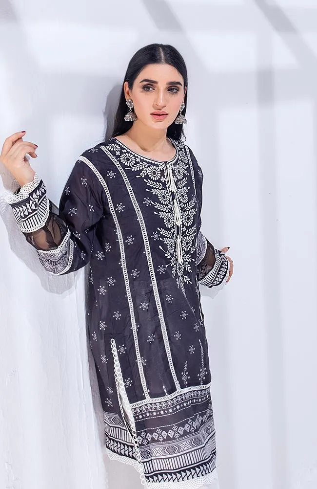 Al Zohaib Black & White Monochrome Kurti '21 – BWPK'21-01