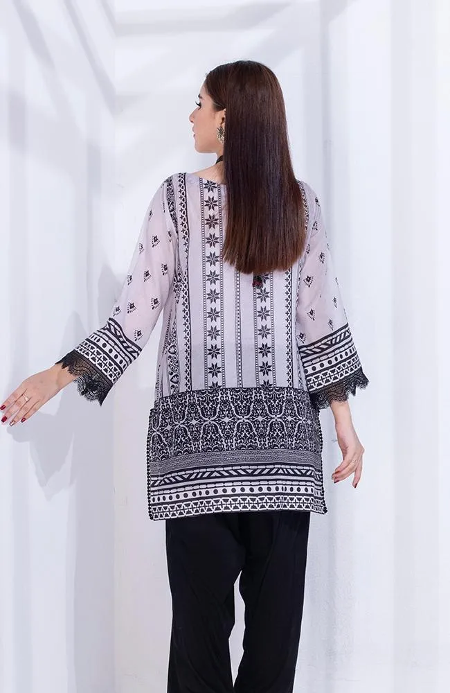 Al Zohaib Black & White Monochrome Kurti '21 – BWPK'21-04