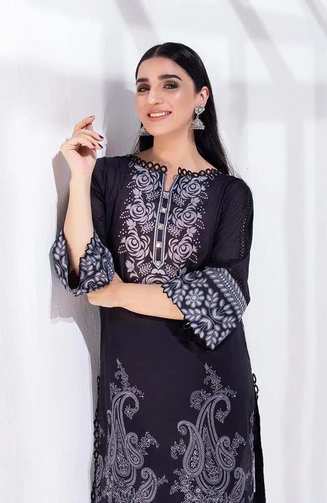 Al Zohaib Black & White Monochrome Kurti '21 – BWPK'21-07
