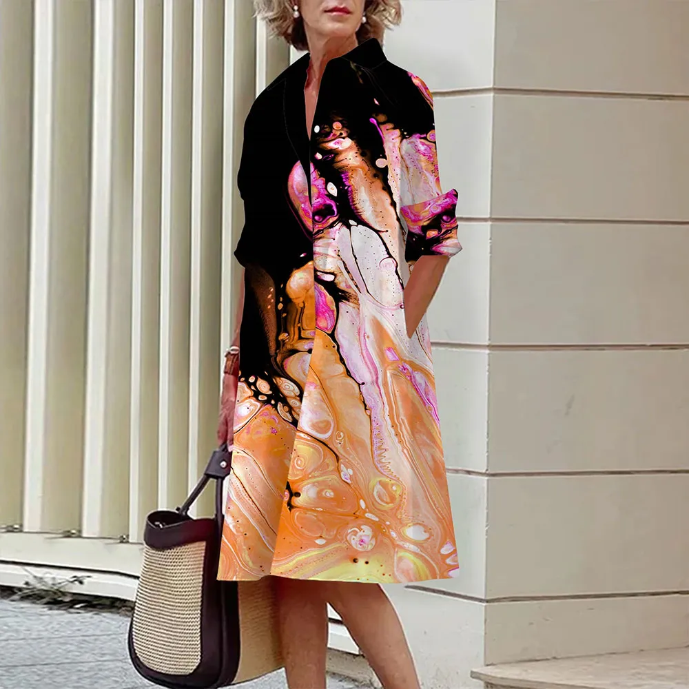 Alice – Abstract Face Print Shirt Dress