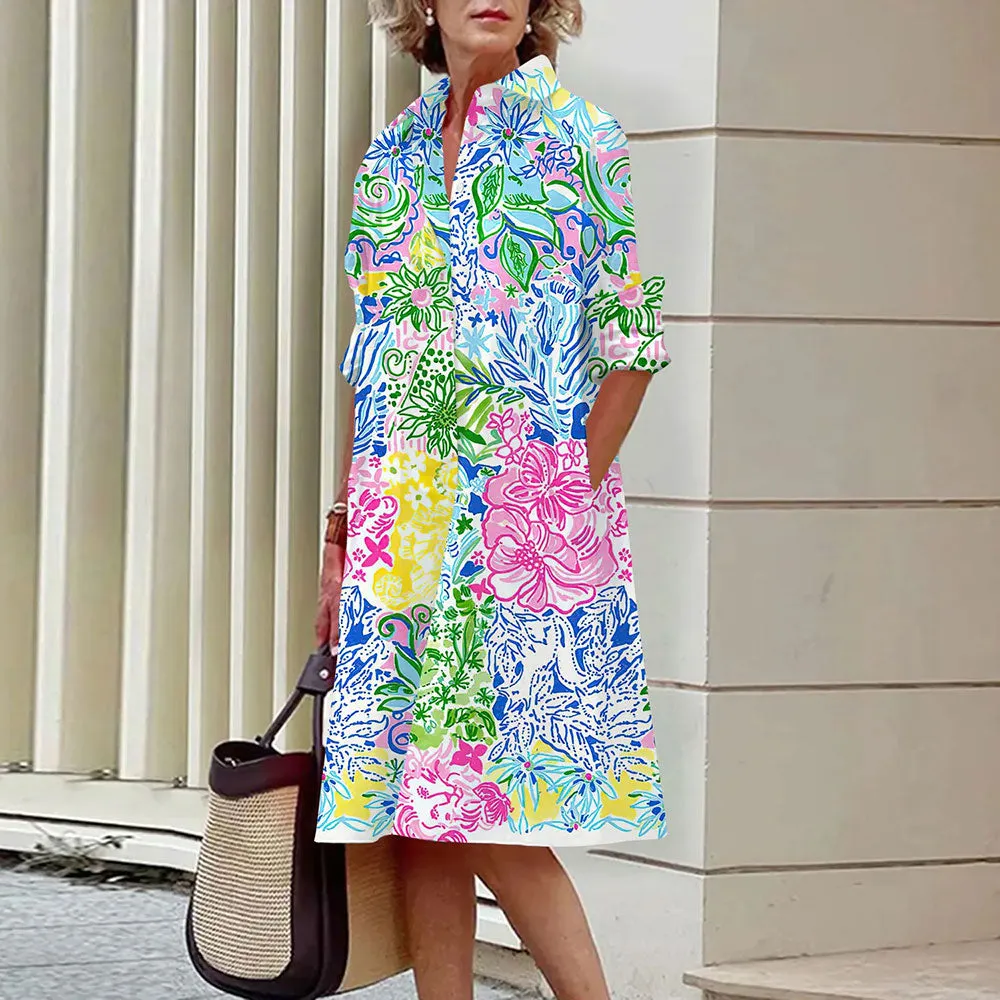Alice – Abstract Face Print Shirt Dress