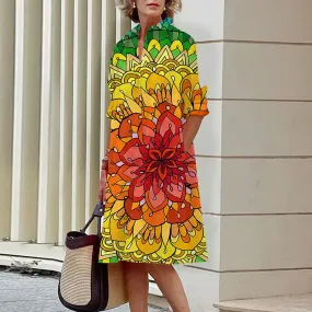 Alice – Abstract Face Print Shirt Dress