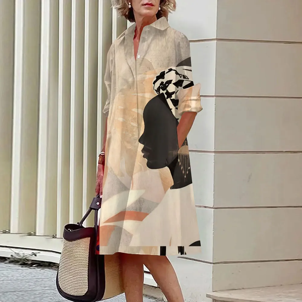 Alice – Abstract Face Print Shirt Dress