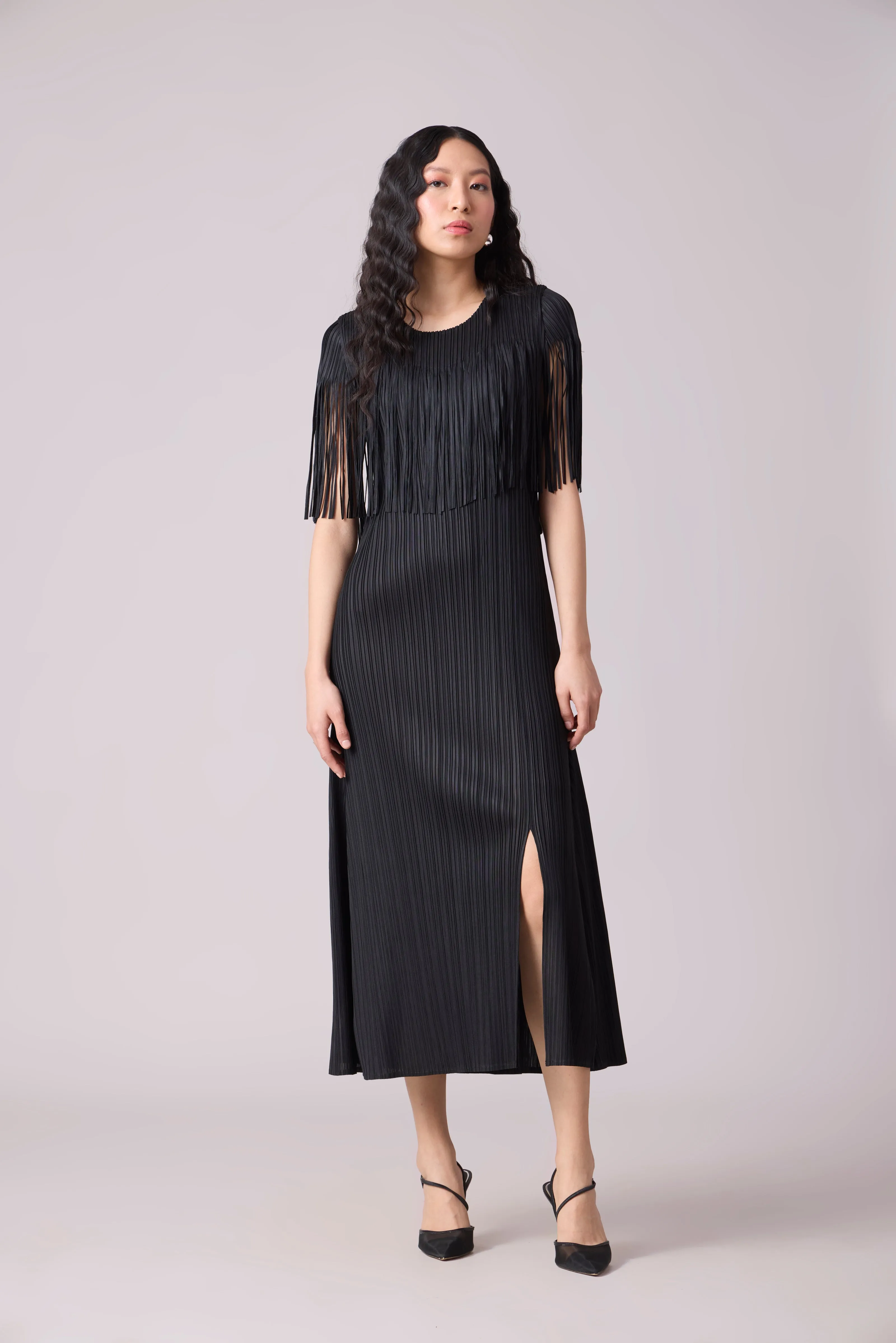 Alisha Fringe Dress - Black