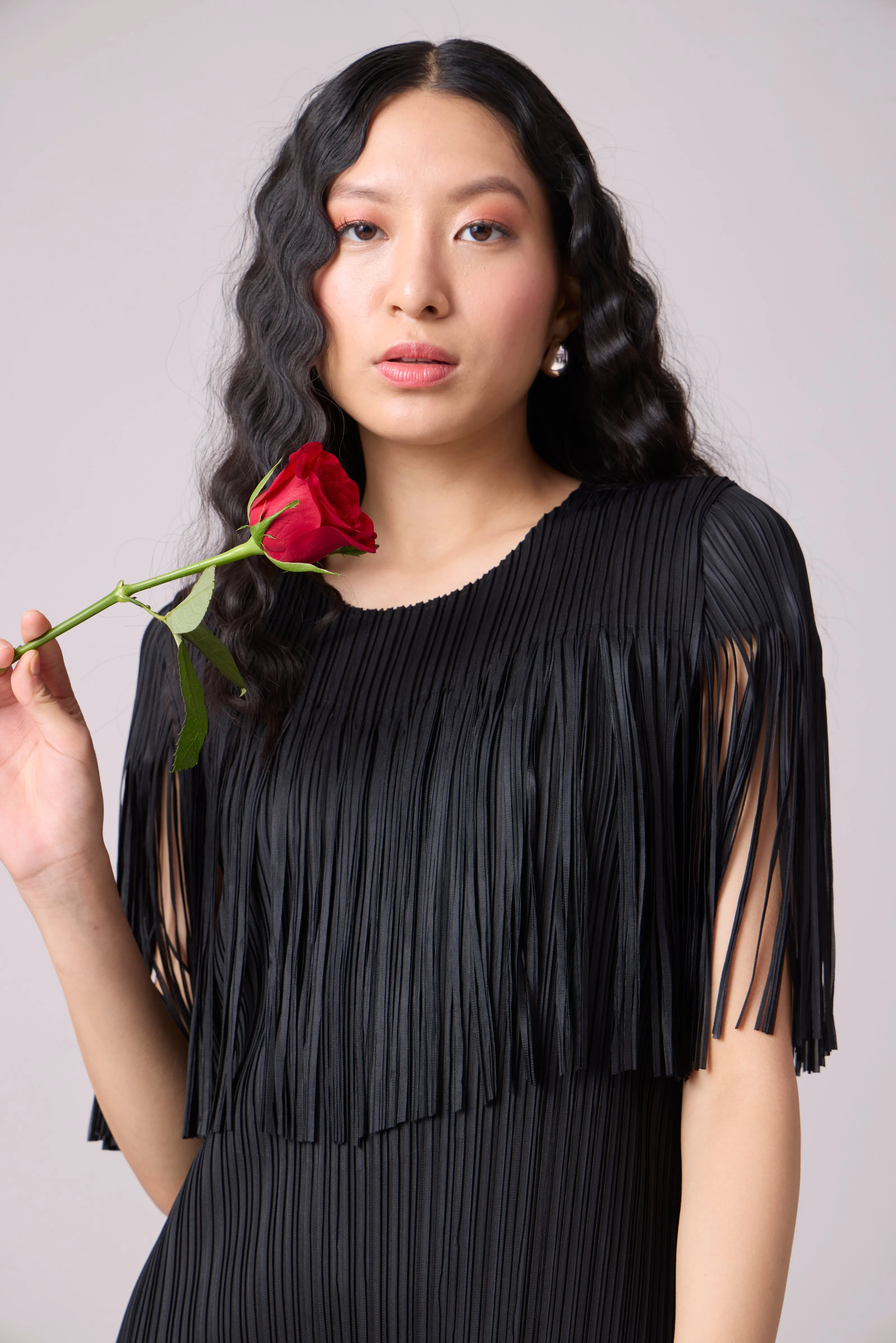 Alisha Fringe Dress - Black