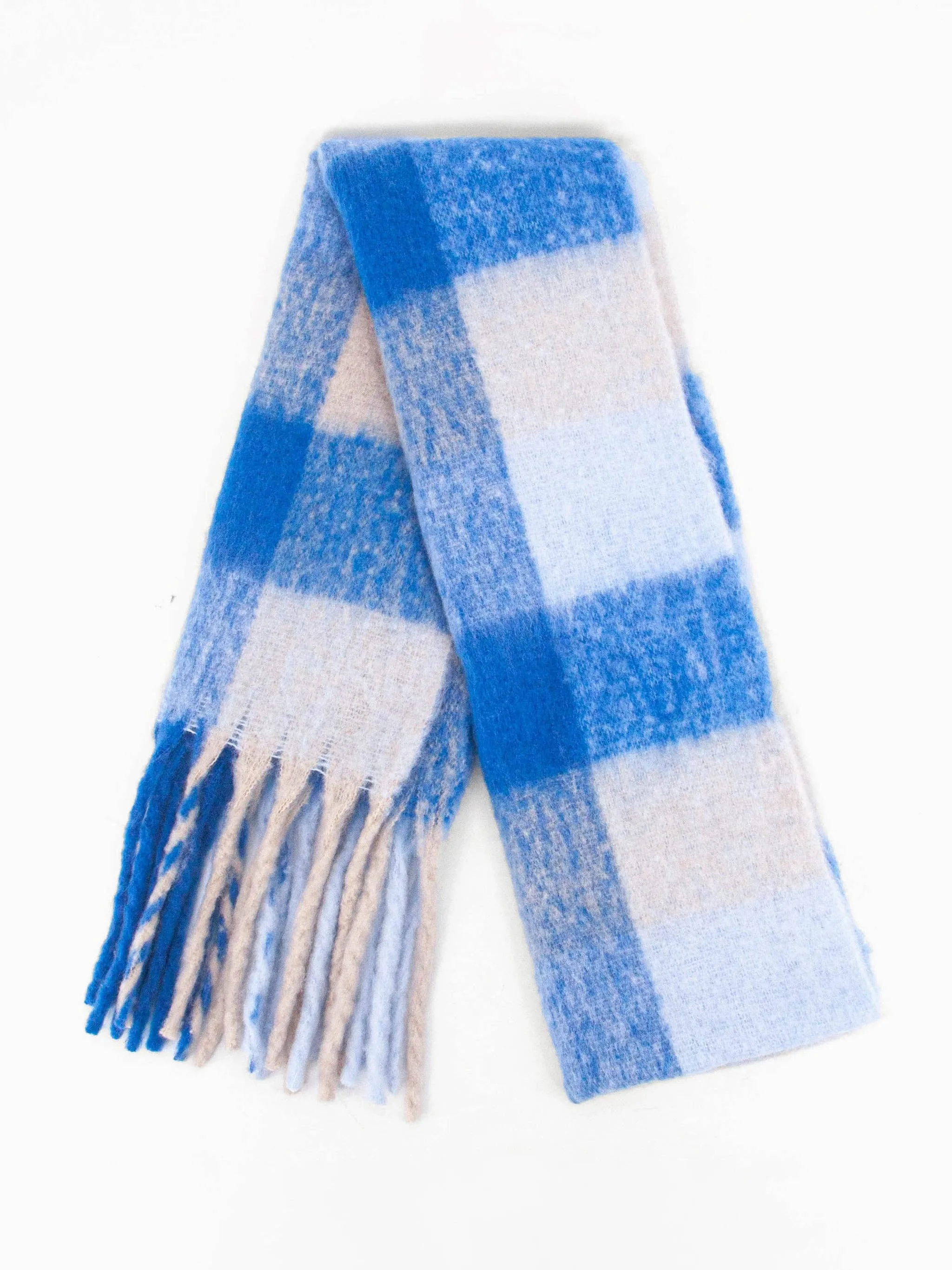 Allie Heavyweight Scarf - Royal Blue, Square Colour Block: One-size