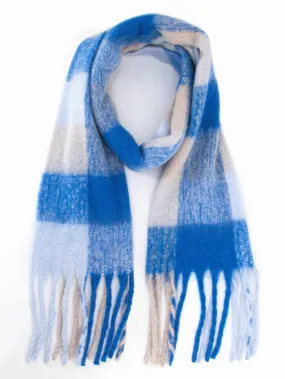 Allie Heavyweight Scarf - Royal Blue, Square Colour Block: One-size