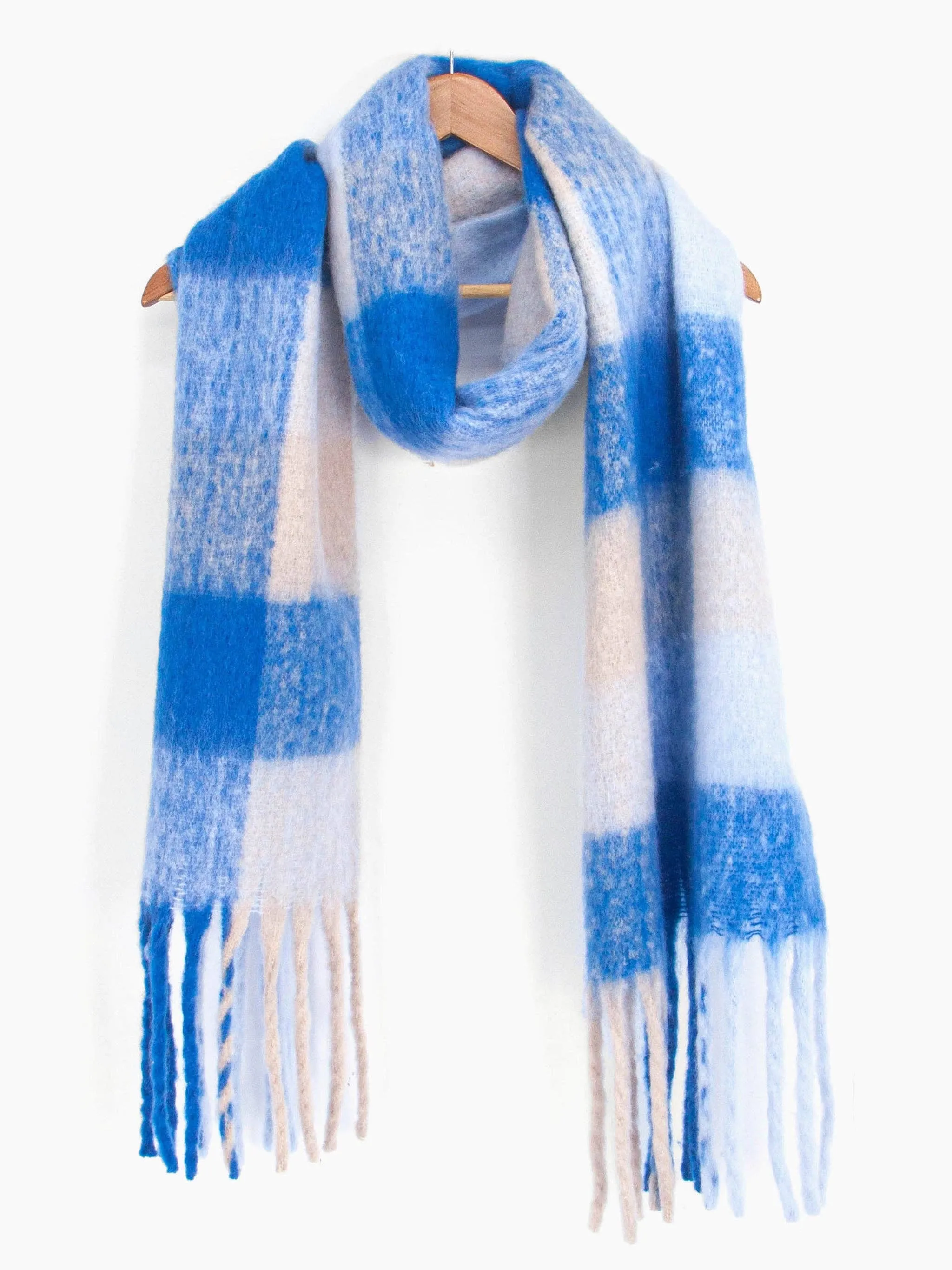 Allie Heavyweight Scarf - Royal Blue, Square Colour Block: One-size