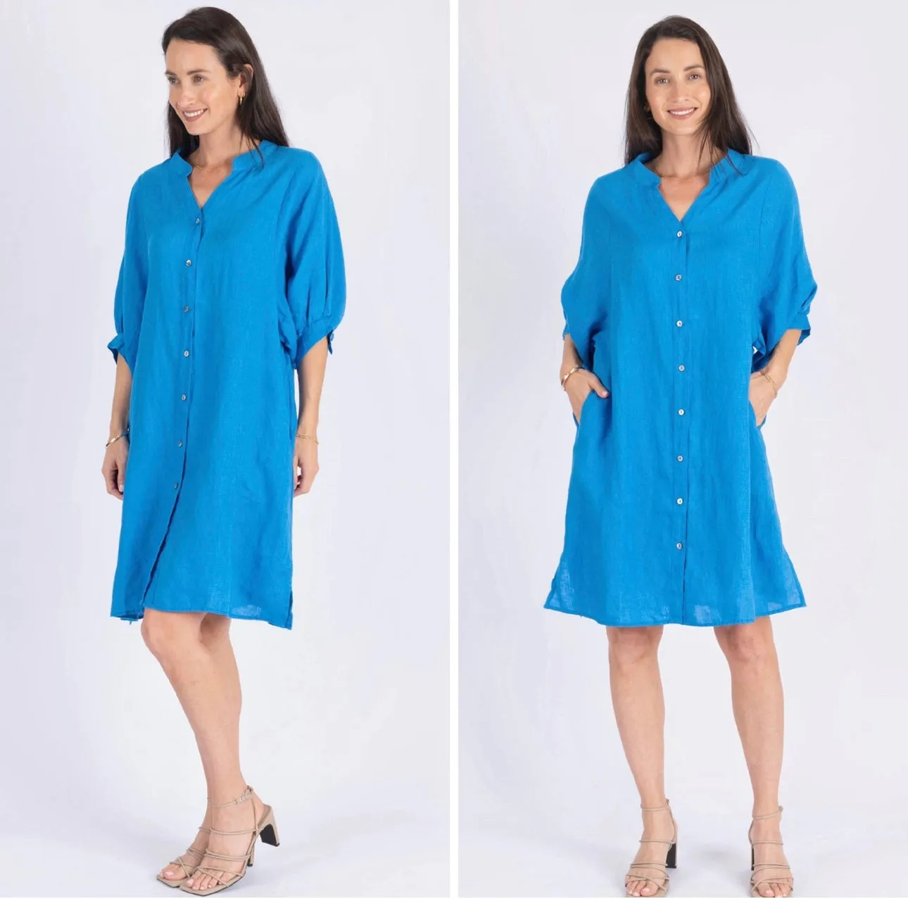 Annya Blue Linen Dress