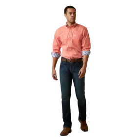 Ariat Men's Wrinkle Free Flame Coral Winston Fitted Shirt