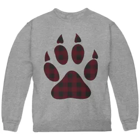 Autumn Buffalo Plaid Bear Claw Paw Youth Sweatshirt