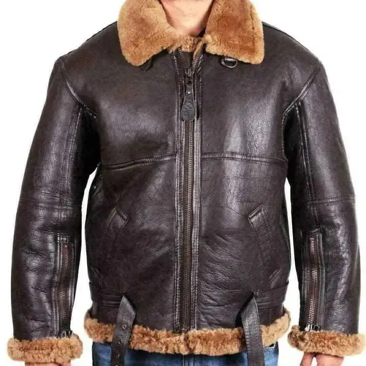 B3 RAF Aviator Shearling Bomber Jacket For Men