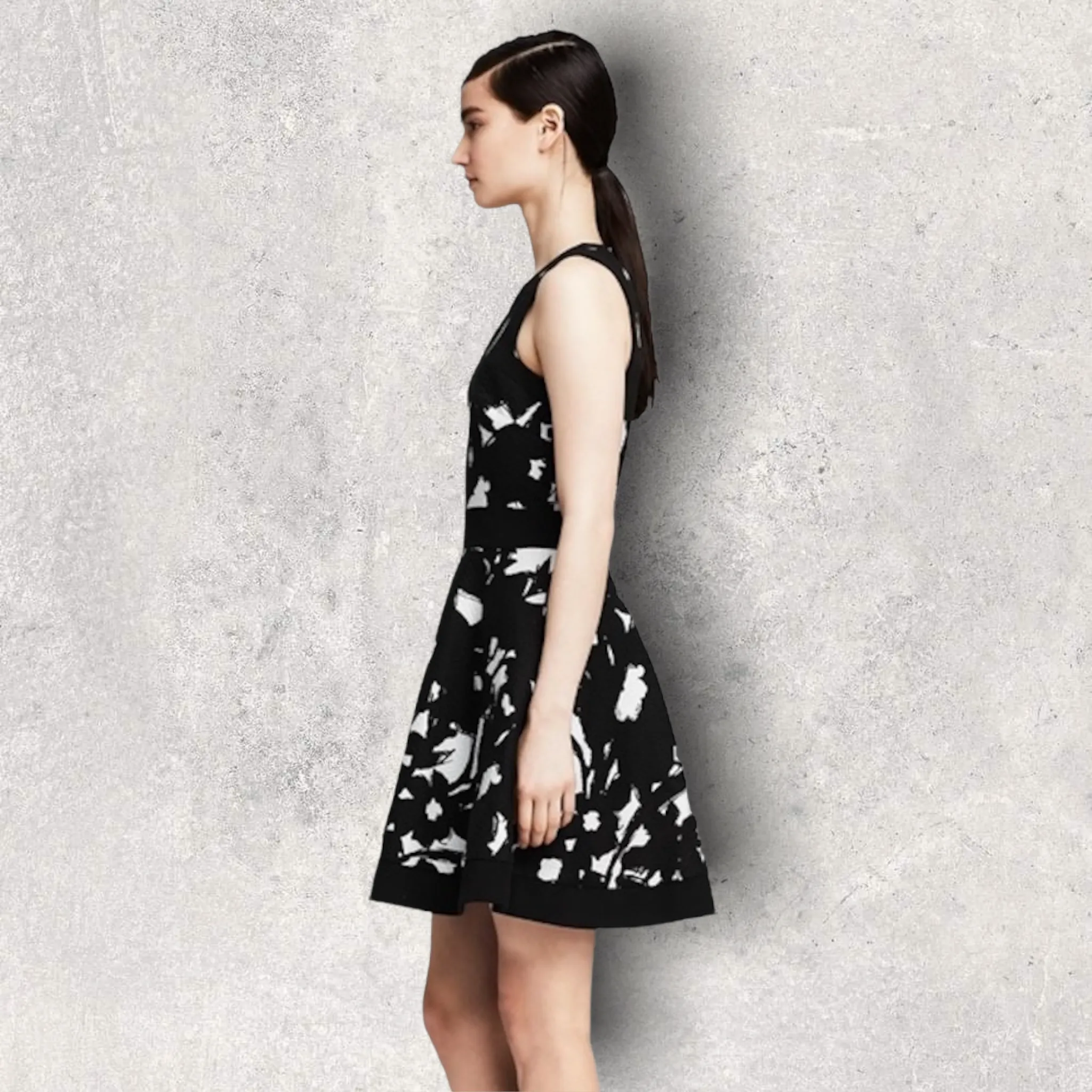 Banana Republic Womens Black & White Skater Dress UK 6 US 2 EU 34