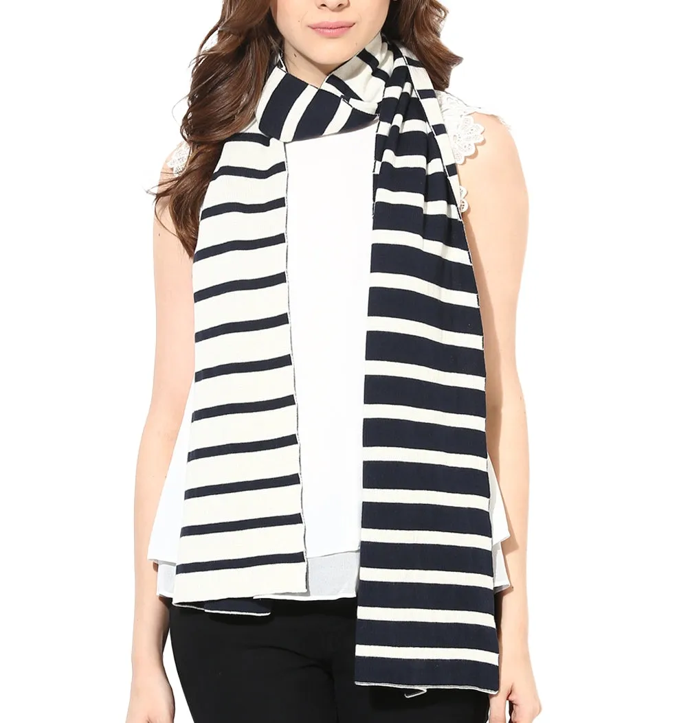 Beach Stripe Cotton Knit Scarf