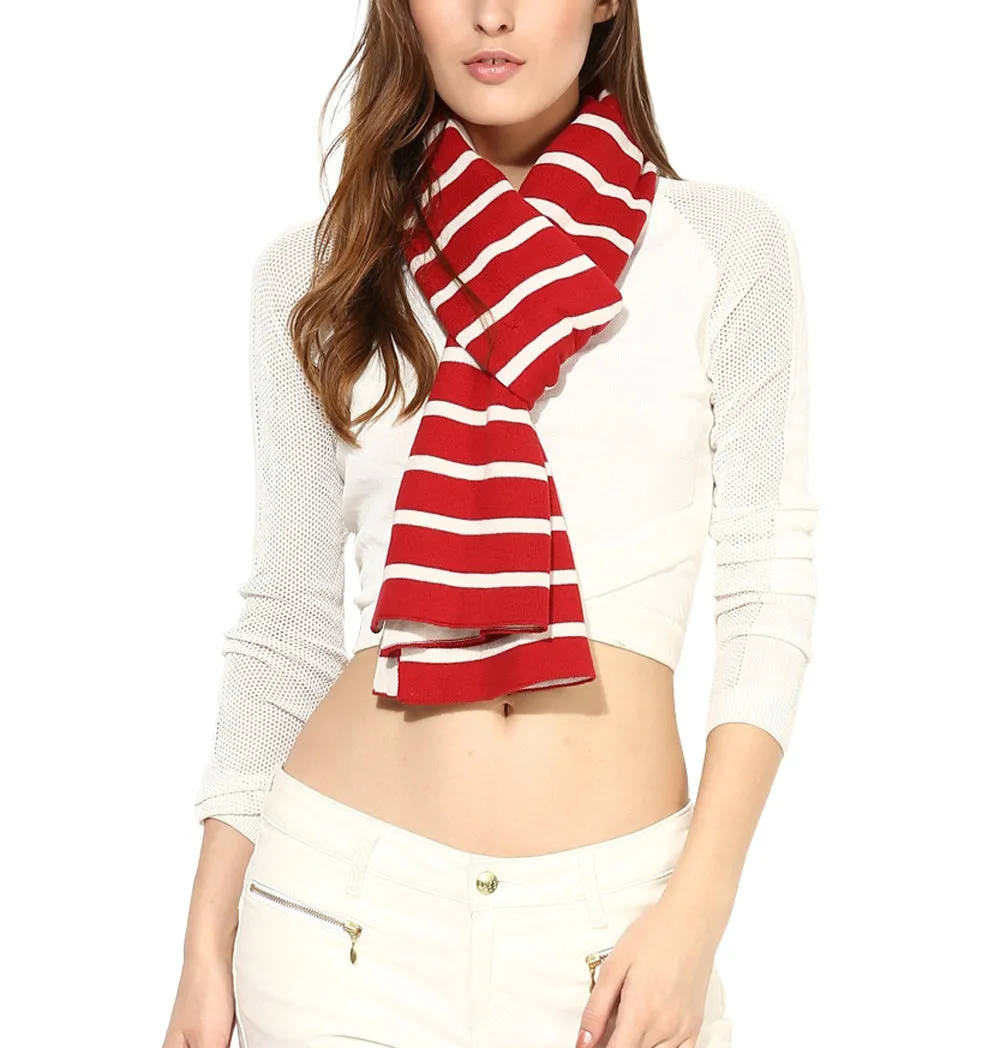 Beach Stripe Cotton Knit Scarf