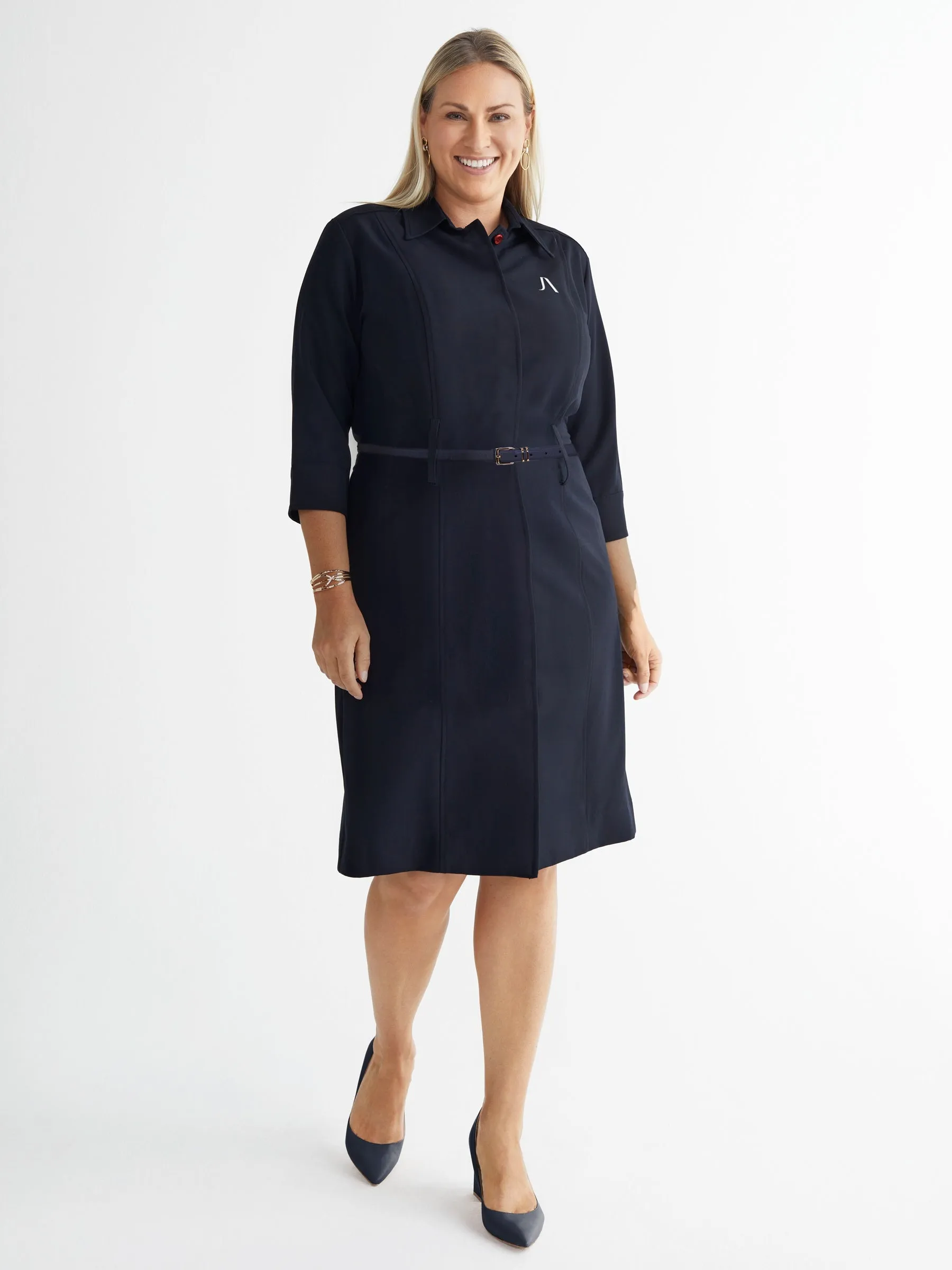 Bella Dress w/ Accent Buttons & JA Logo - Deep Sea