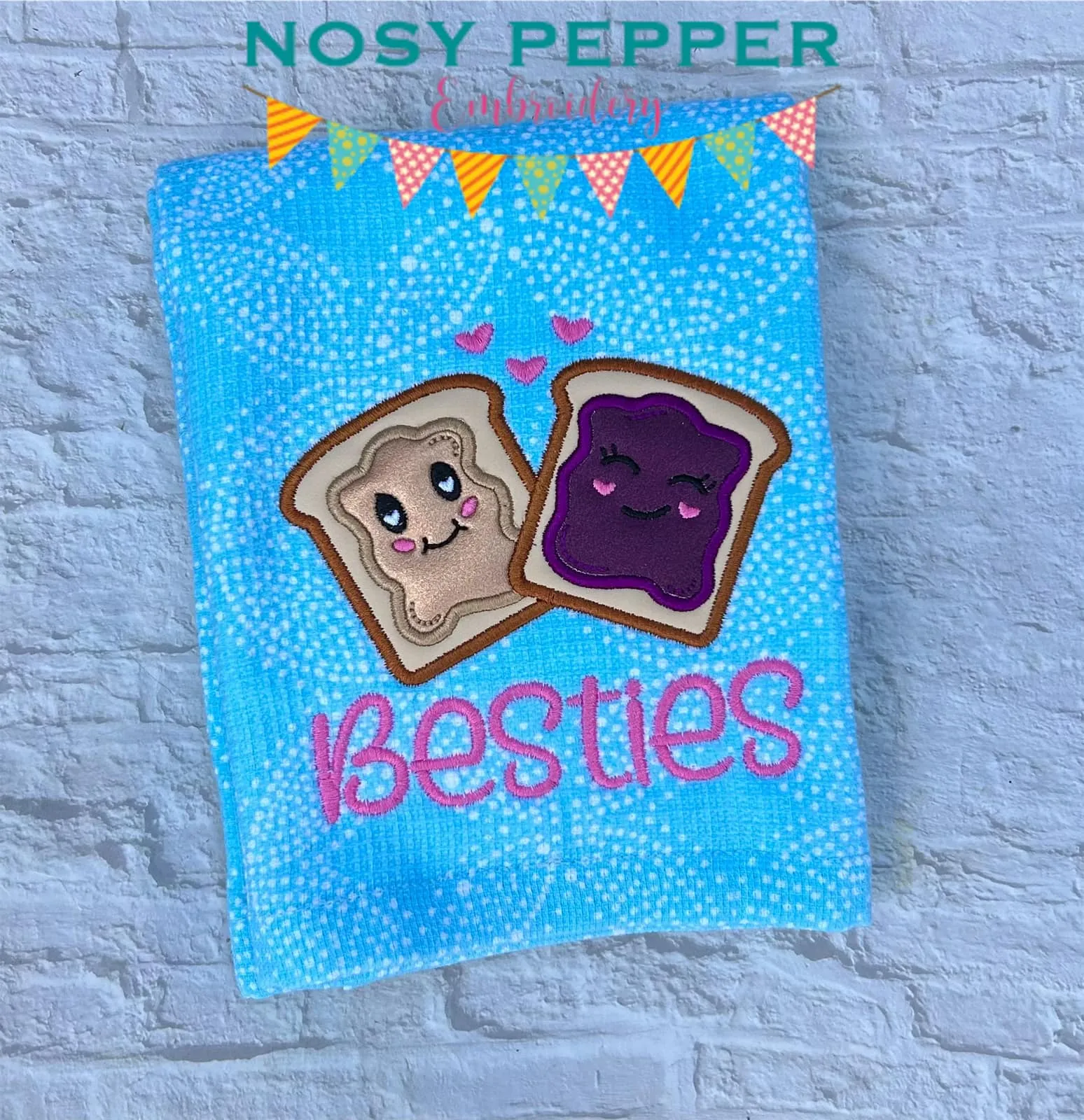 Besties applique machine embroidery design (4 sizes included) DIGITAL DOWNLOAD