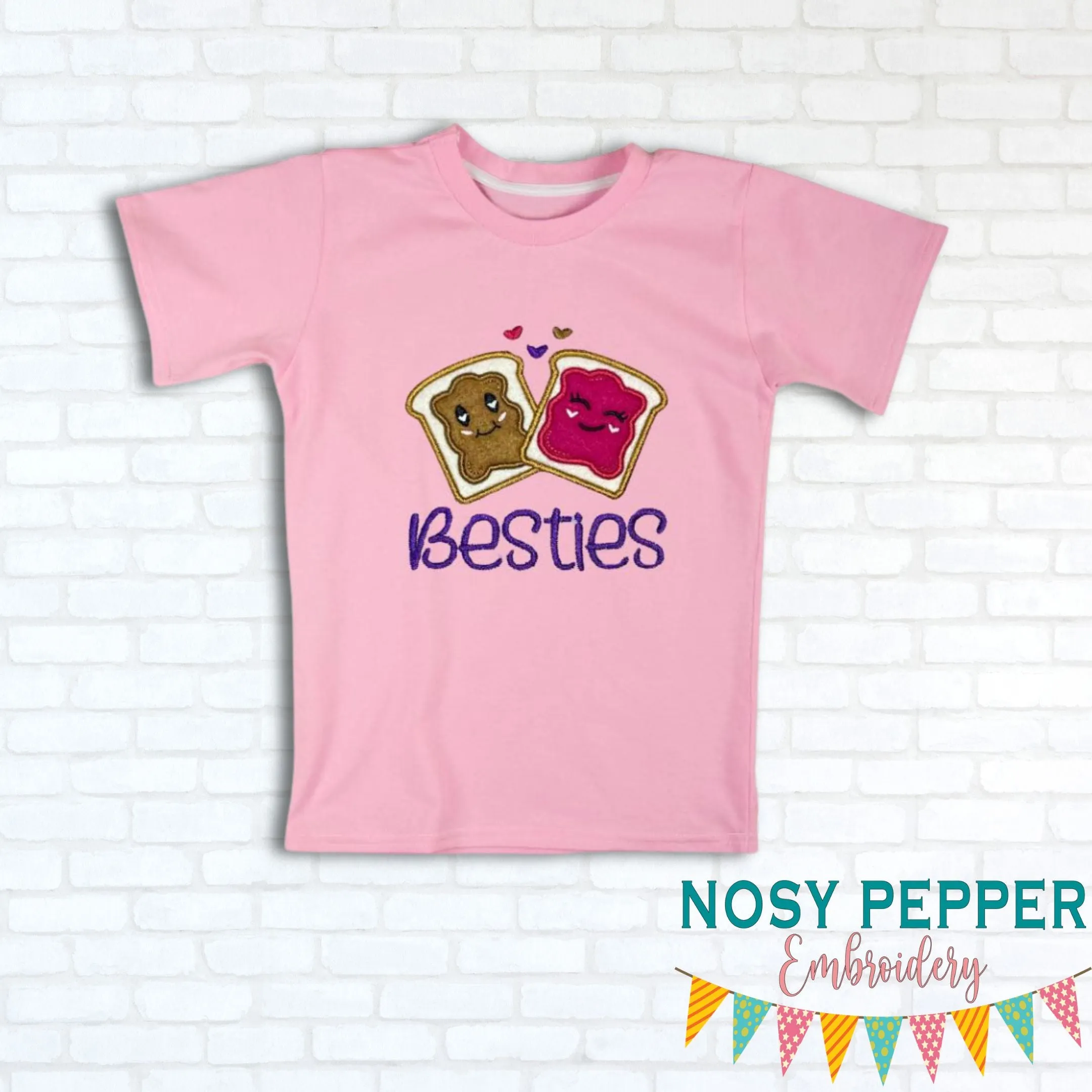 Besties applique machine embroidery design (4 sizes included) DIGITAL DOWNLOAD