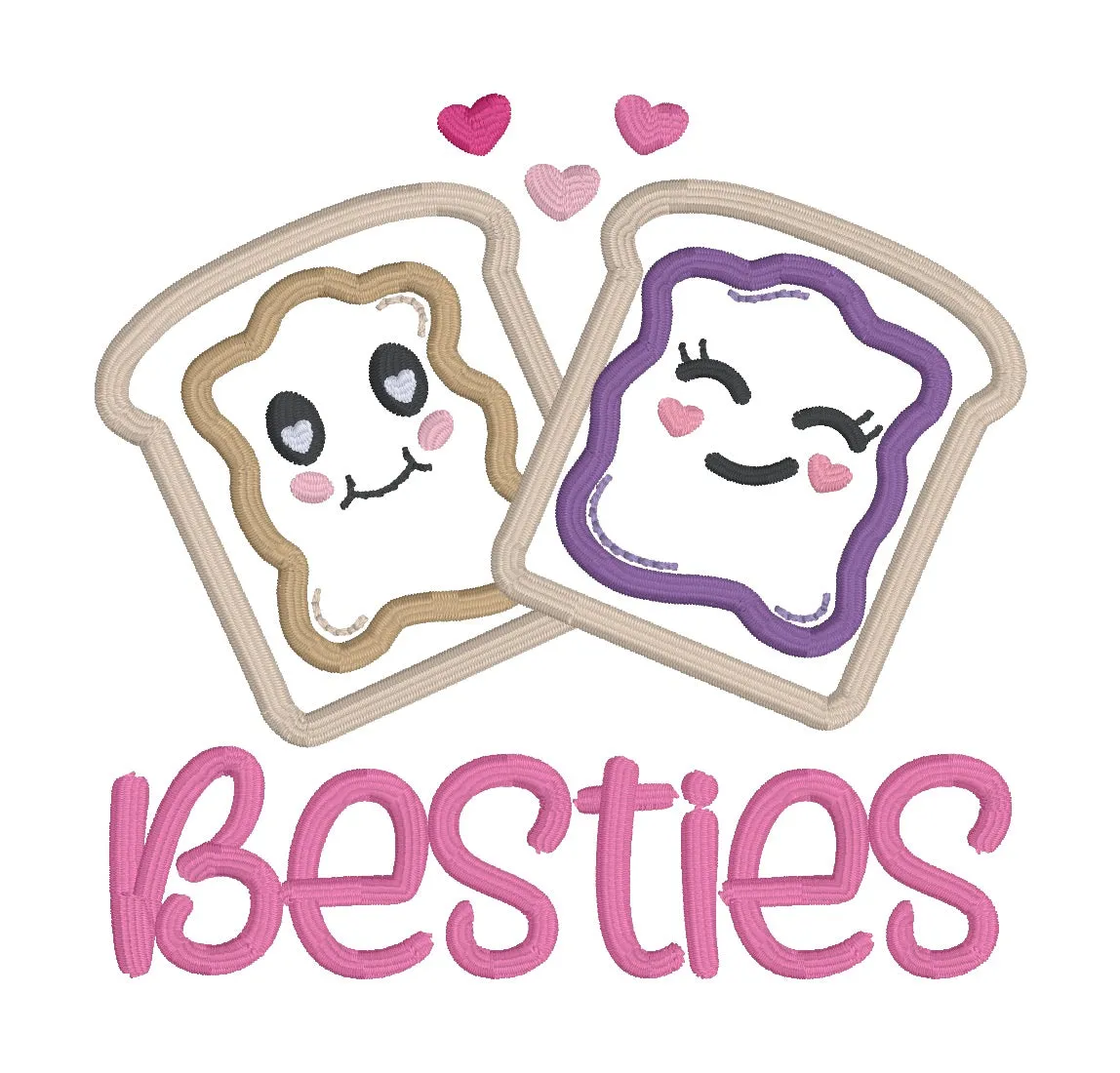 Besties applique machine embroidery design (4 sizes included) DIGITAL DOWNLOAD