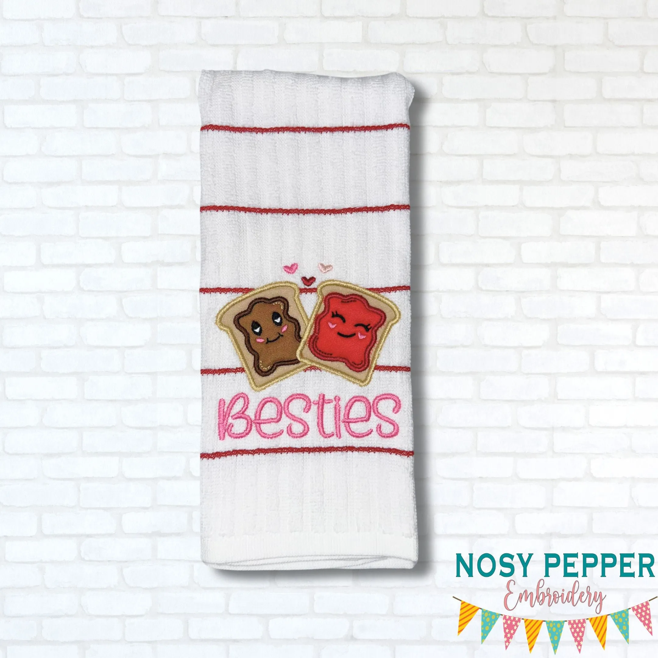 Besties applique machine embroidery design (4 sizes included) DIGITAL DOWNLOAD
