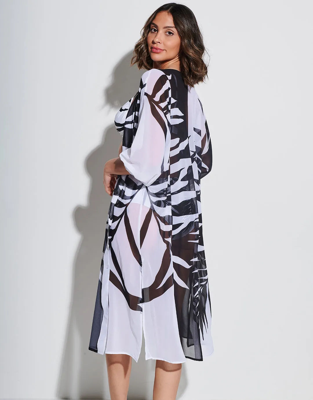 Black and White Midi Beach Shirt