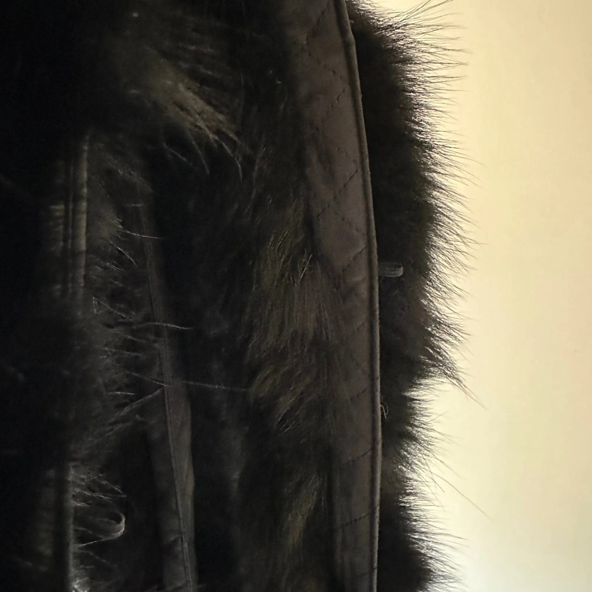 Black Fur Fox for Hood Edge Fringe Collar Trim womens and mens, Furry Stripe for Jacket
