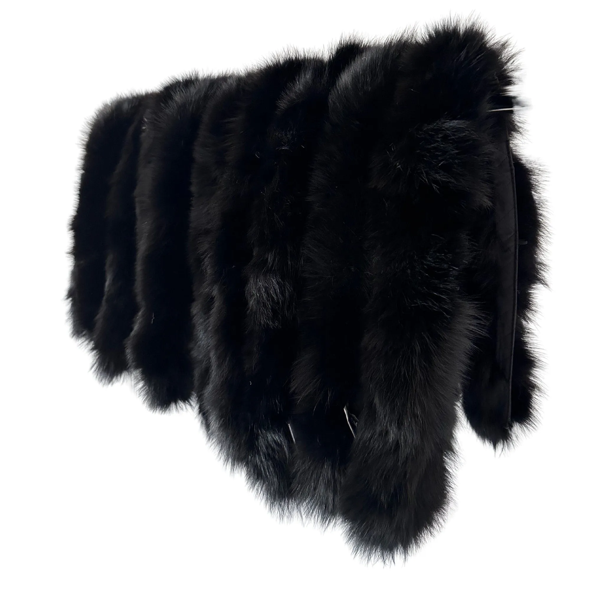 Black Fur Fox for Hood Edge Fringe Collar Trim womens and mens, Furry Stripe for Jacket