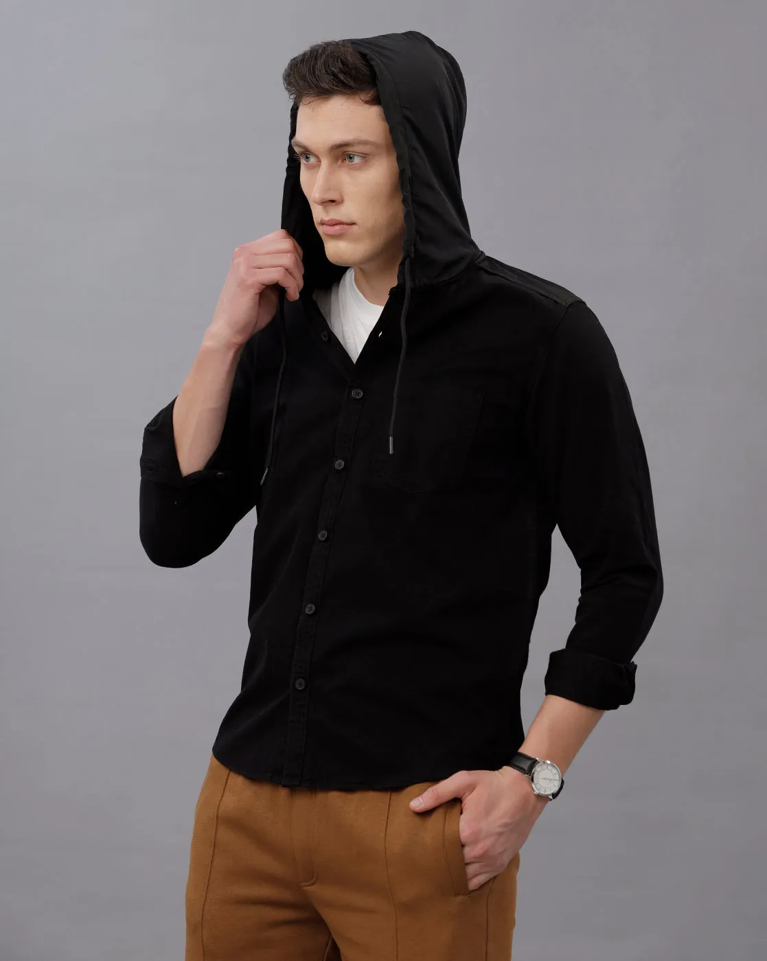 BLACK REGULAR FIT SHACKET