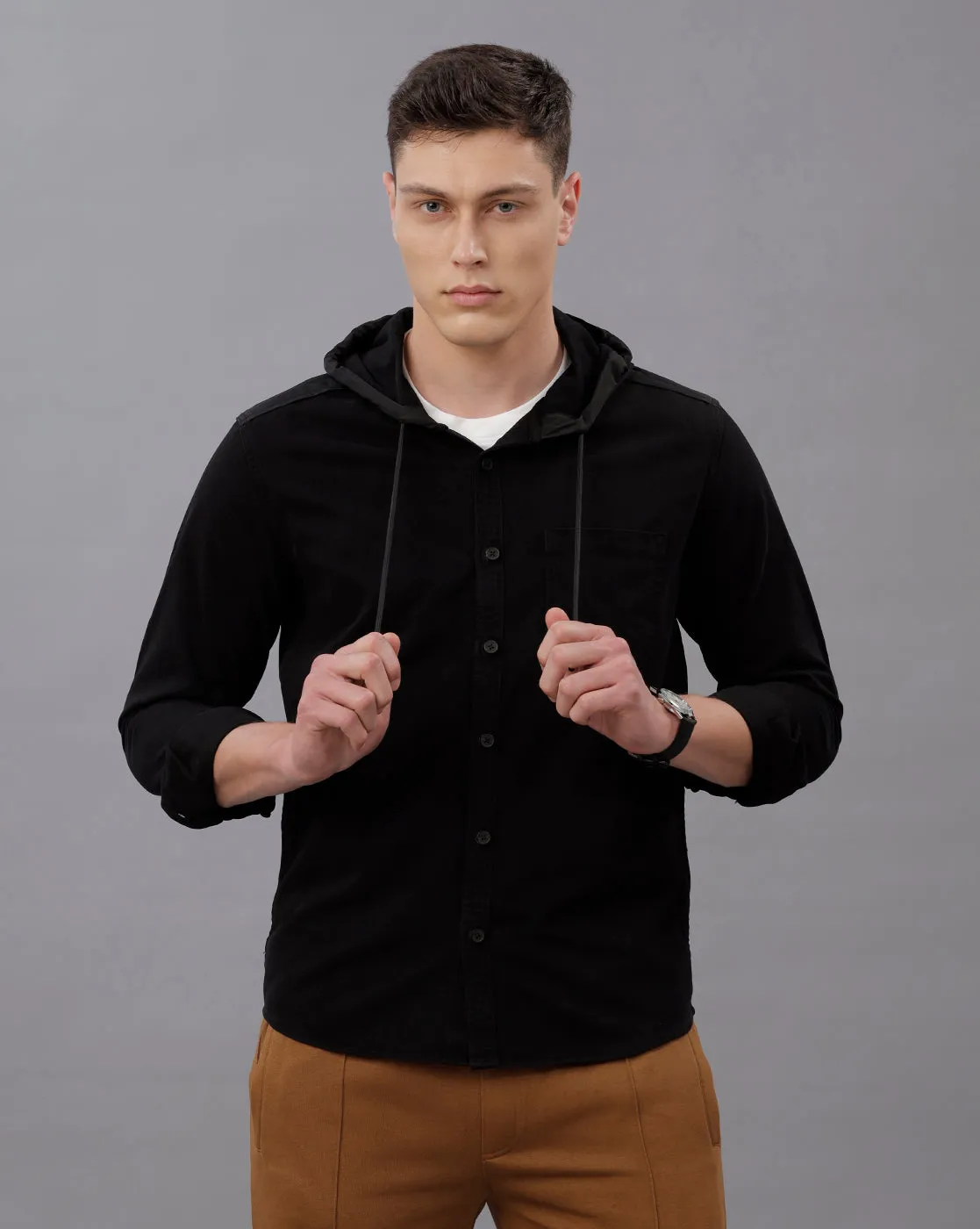 BLACK REGULAR FIT SHACKET