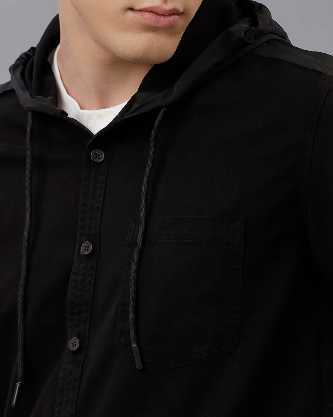BLACK REGULAR FIT SHACKET