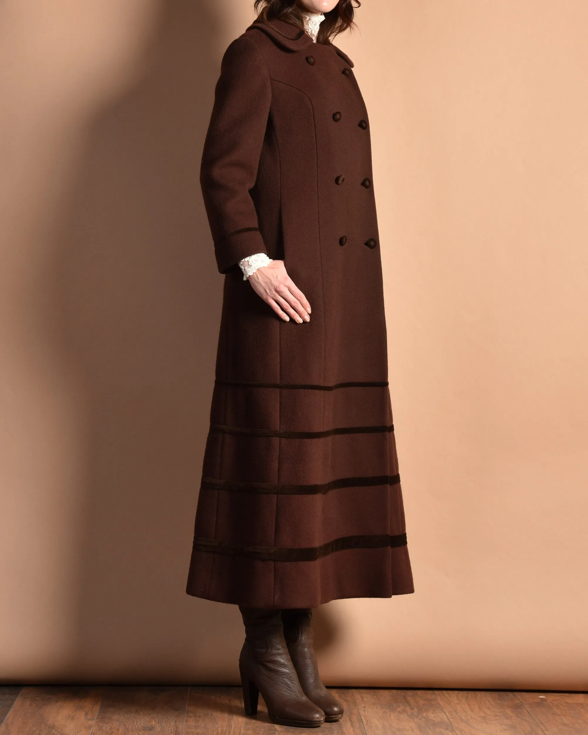 Blair 1960s Wool   Velvet Maxi Coat