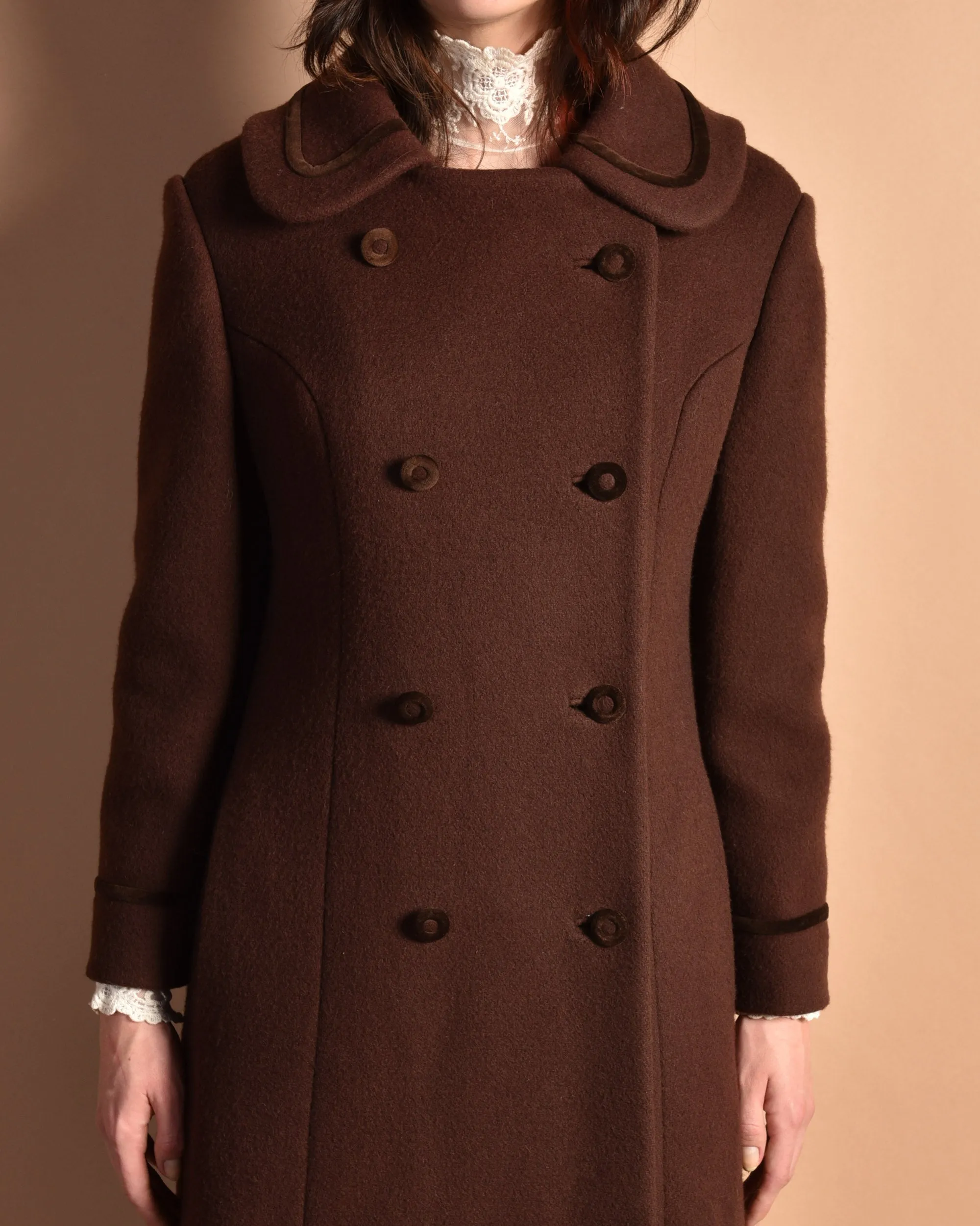 Blair 1960s Wool   Velvet Maxi Coat