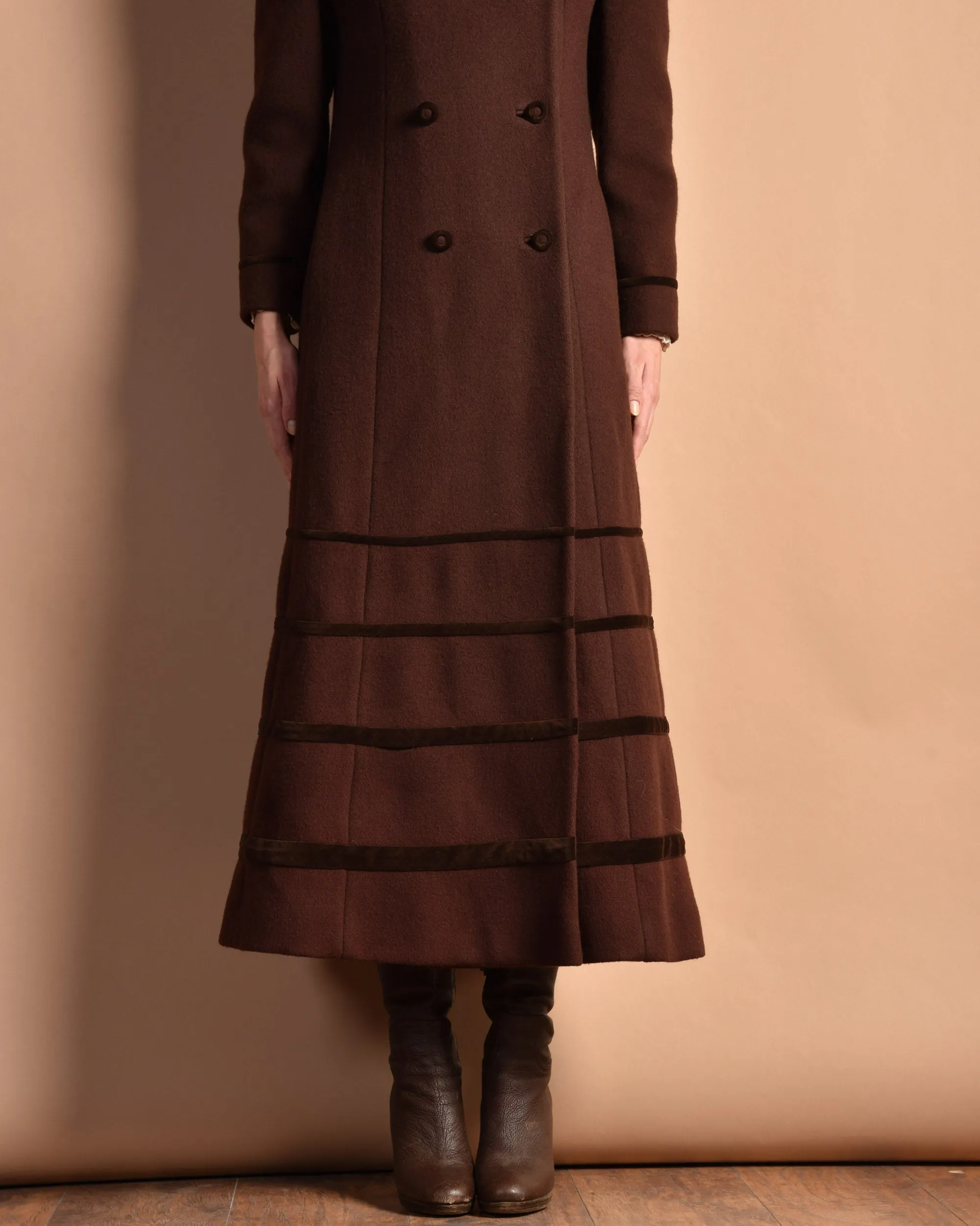 Blair 1960s Wool   Velvet Maxi Coat