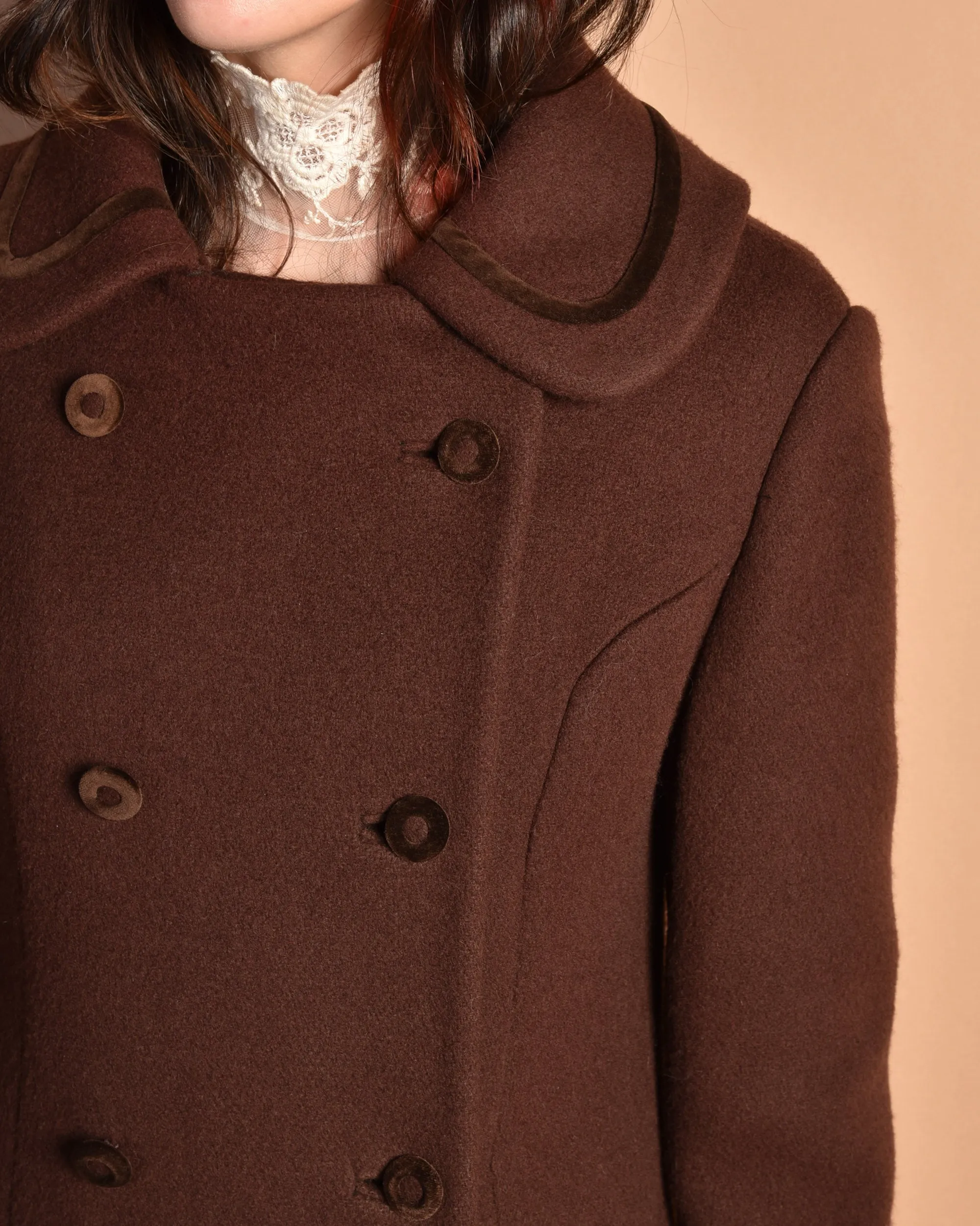 Blair 1960s Wool   Velvet Maxi Coat