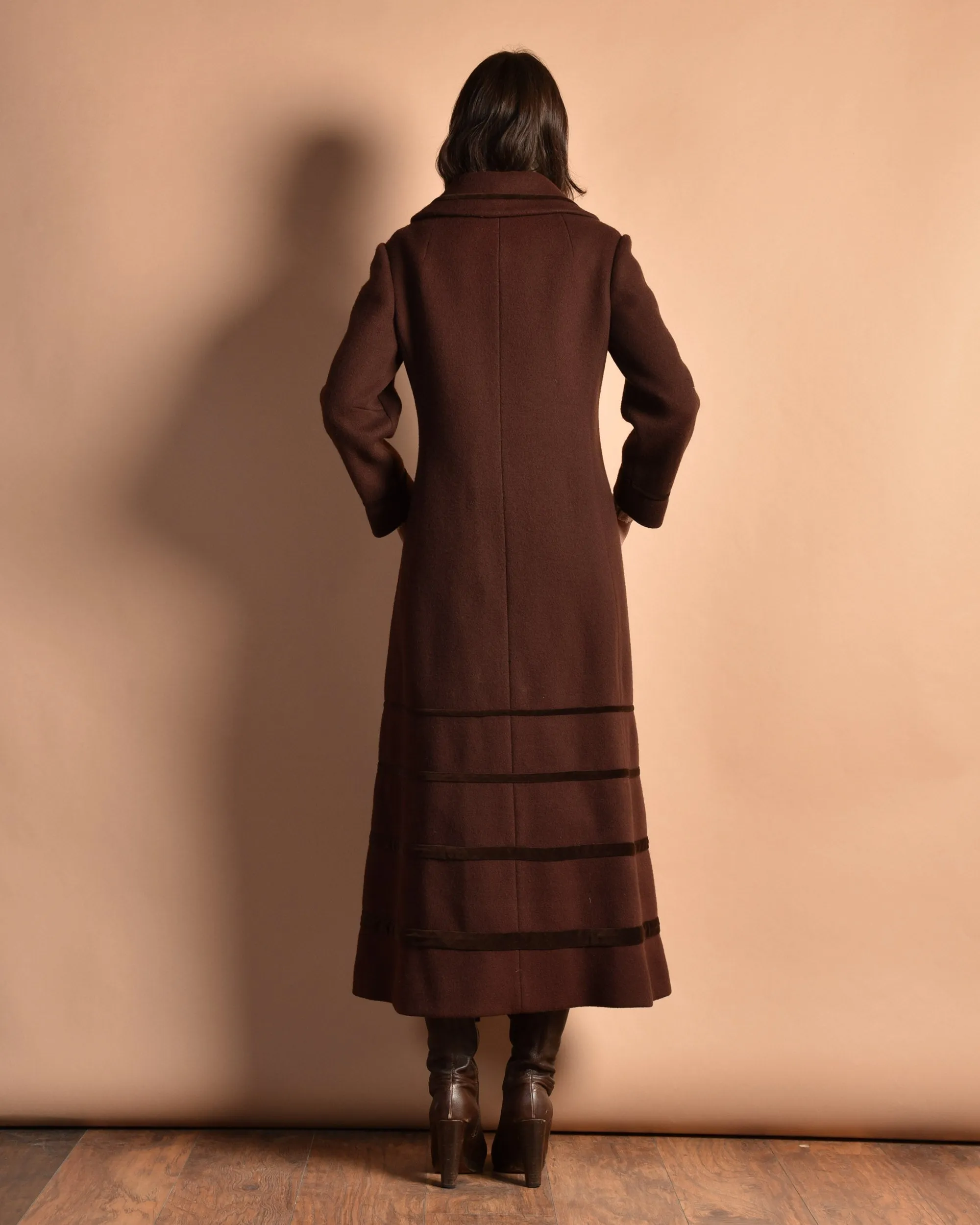 Blair 1960s Wool   Velvet Maxi Coat