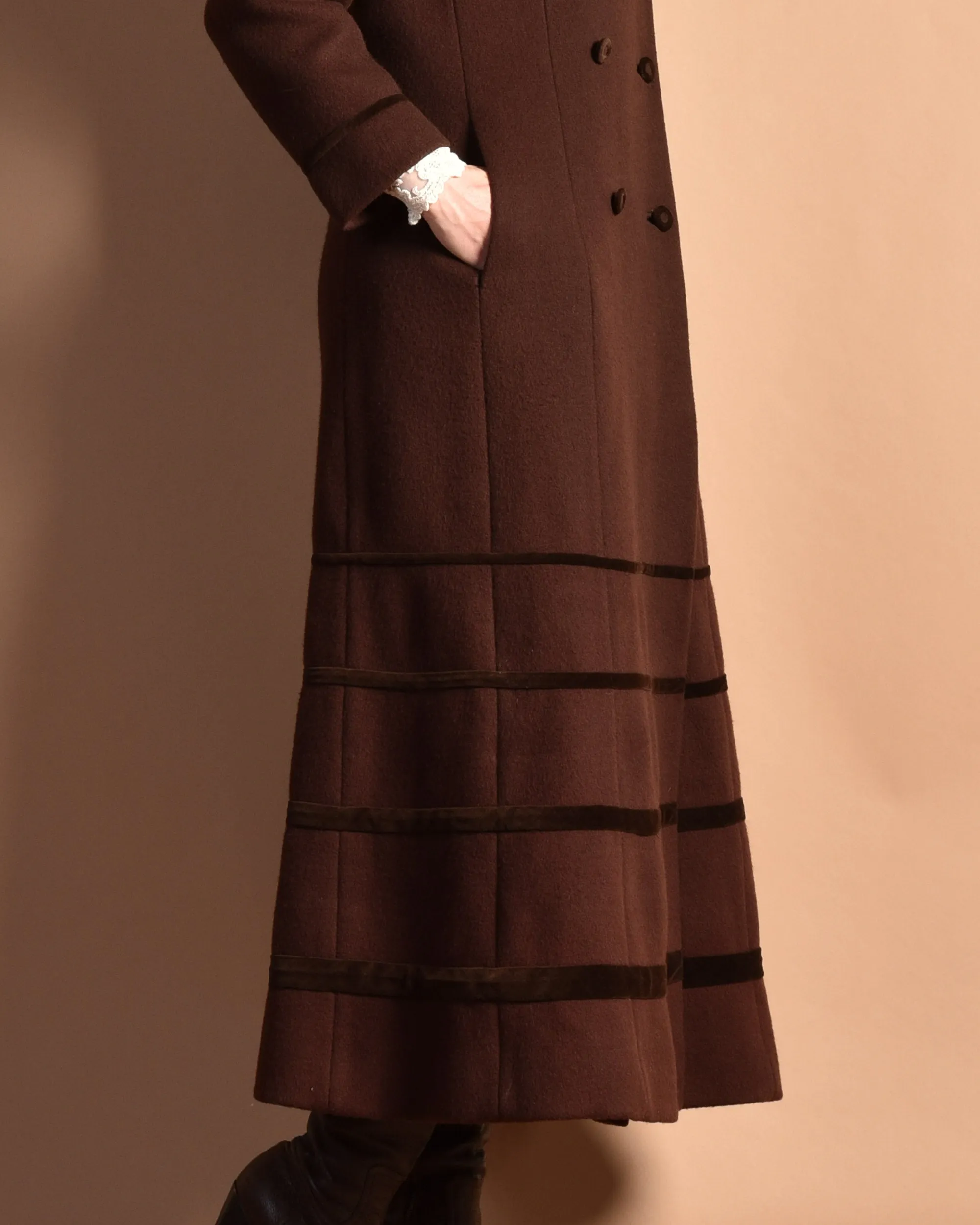 Blair 1960s Wool   Velvet Maxi Coat