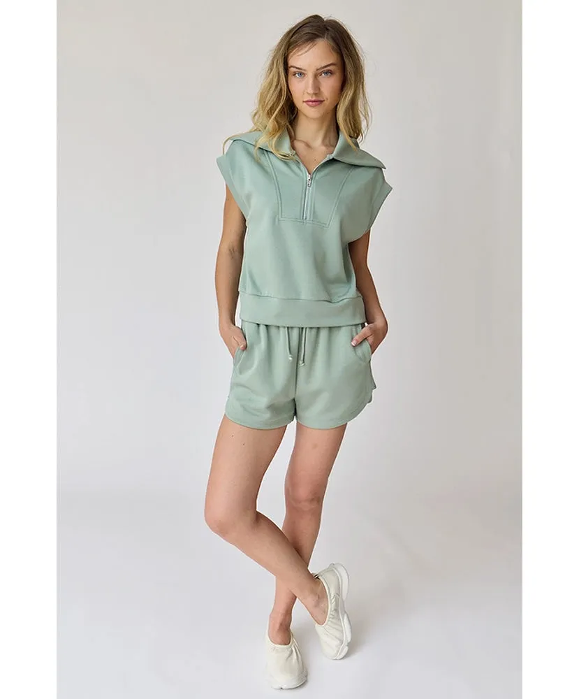 Blake Half Zip Cropped Sweatshirt and Shorts Set