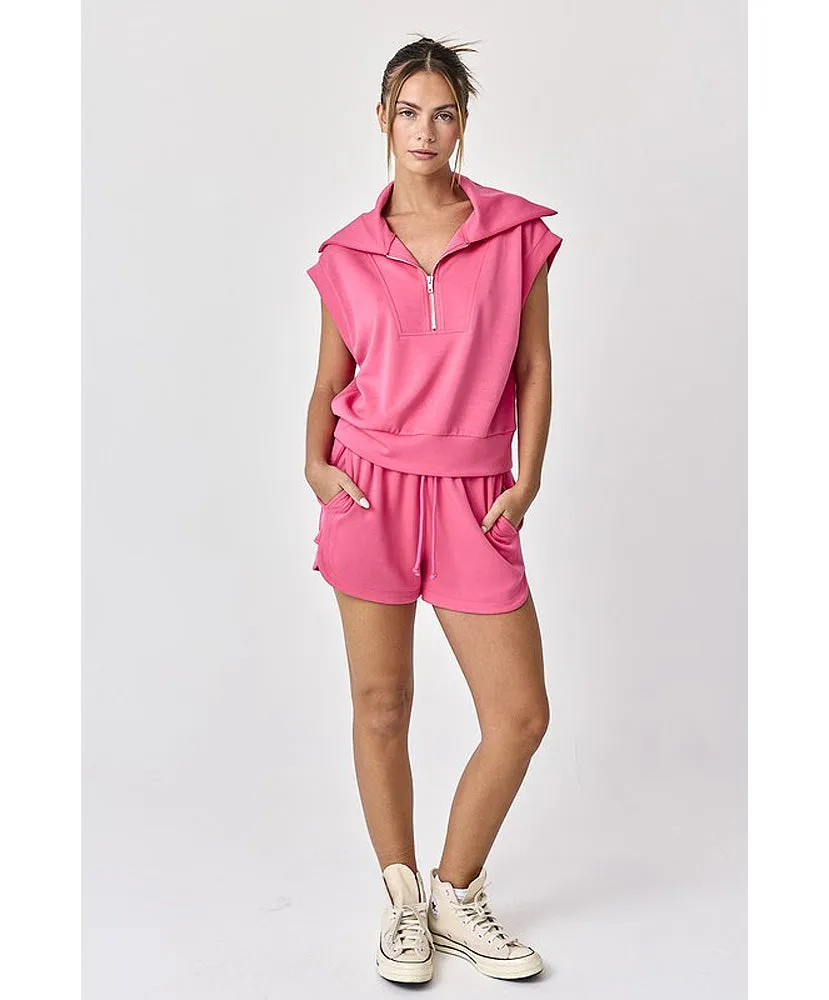 Blake Half Zip Cropped Sweatshirt and Shorts Set