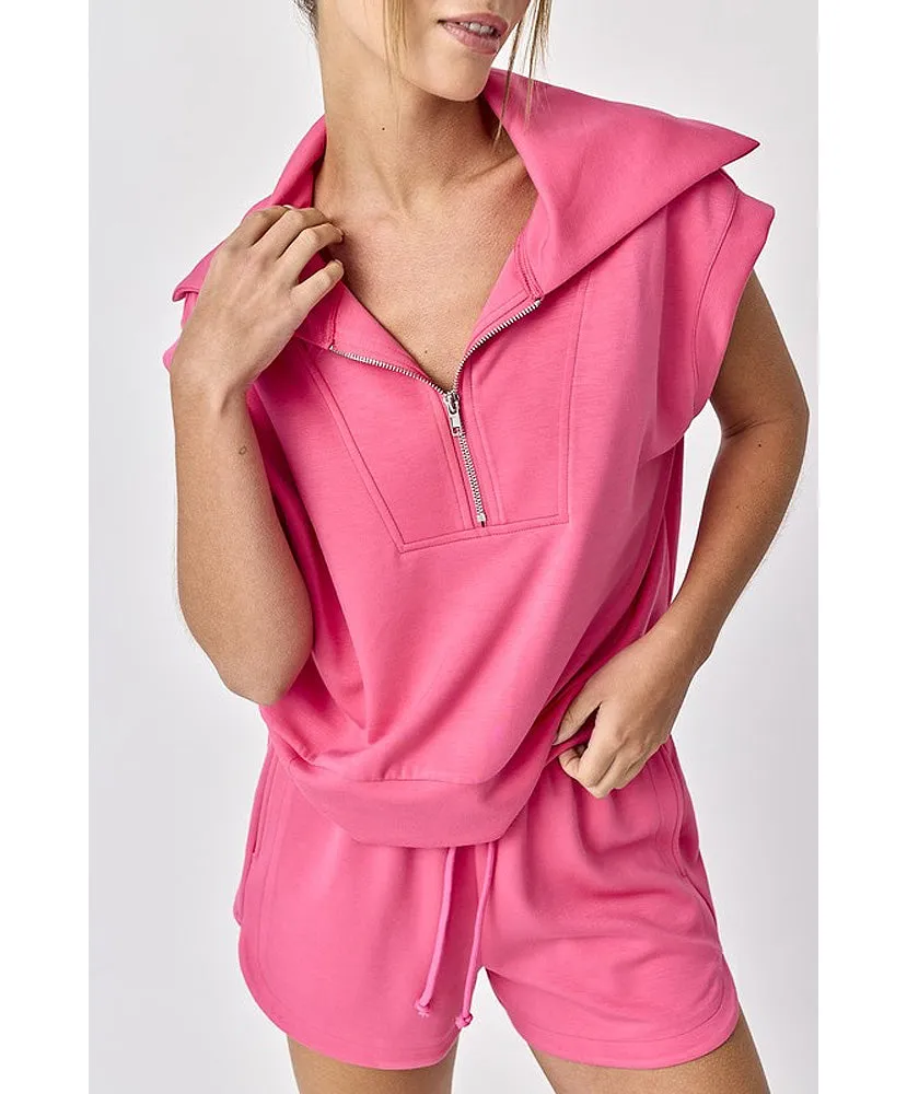 Blake Half Zip Cropped Sweatshirt and Shorts Set