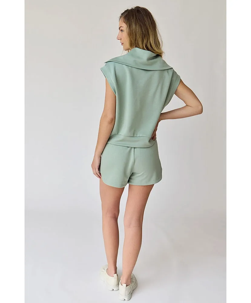 Blake Half Zip Cropped Sweatshirt and Shorts Set