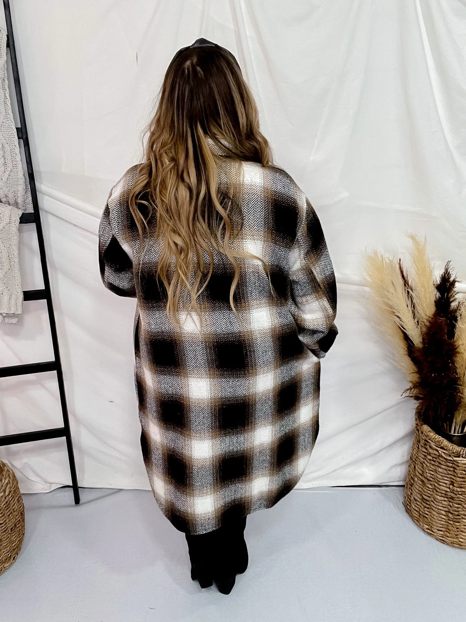 Brown Plaid Button Down Shacket