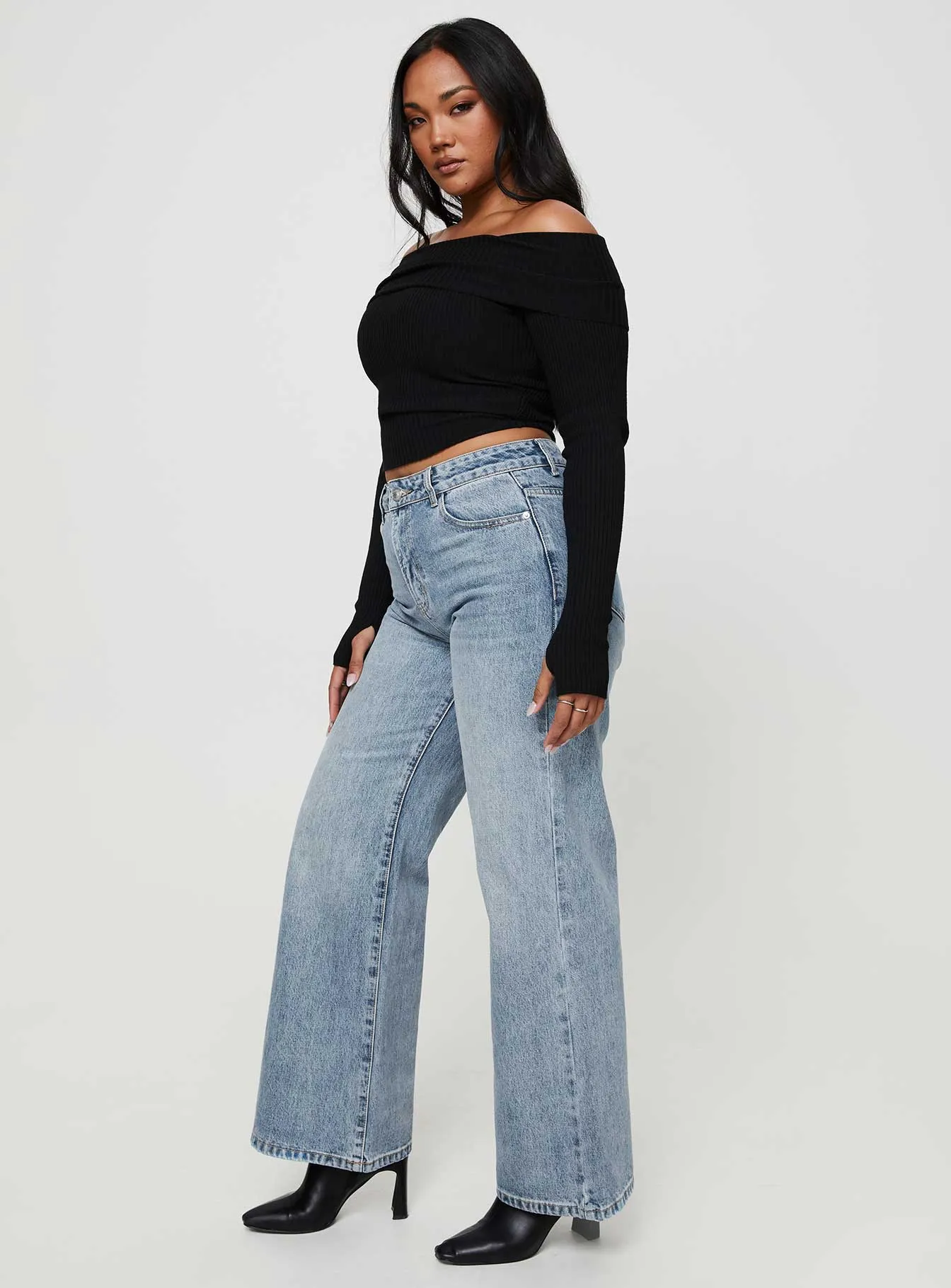 Cat Relaxed Rigid Wide Leg Jean Angel Blue
